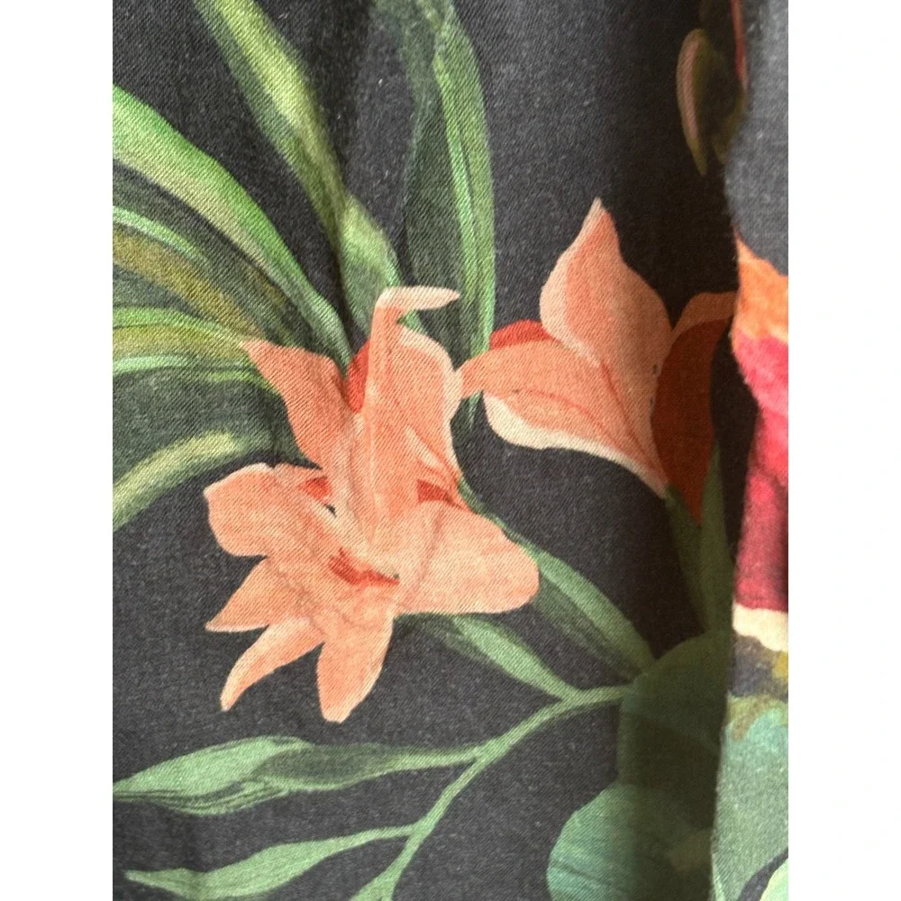 Farm Rio Black Tropical Toucan Mini Dress XL Beaded Straps Linen Blend SN 331864